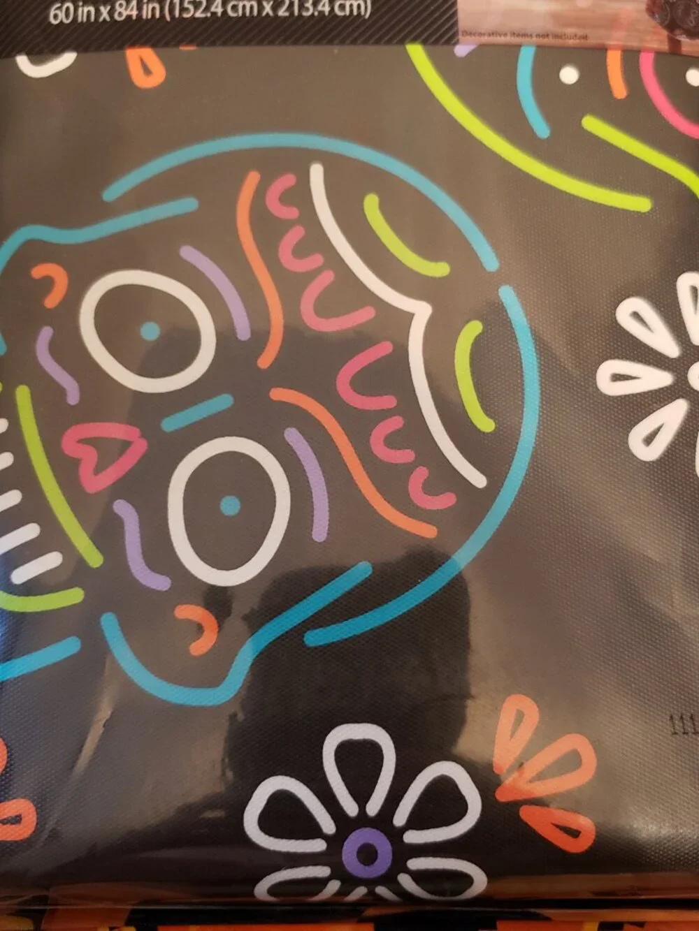 Halloween Sugar Skull Psychedelic Tablecloth 60” X 84
